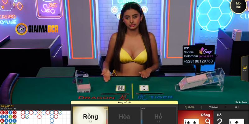 Bàn game Rồng Hổ tại Casino Live